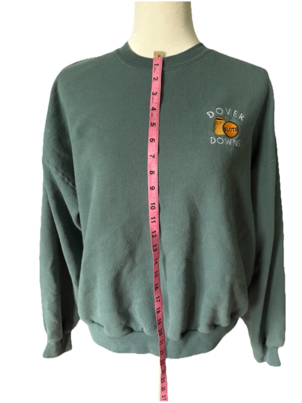 Vintage Jerzees Sweatshirt L Green Dover Downs Slots Casino Embroidered NuBlend - Picture 4 of 10